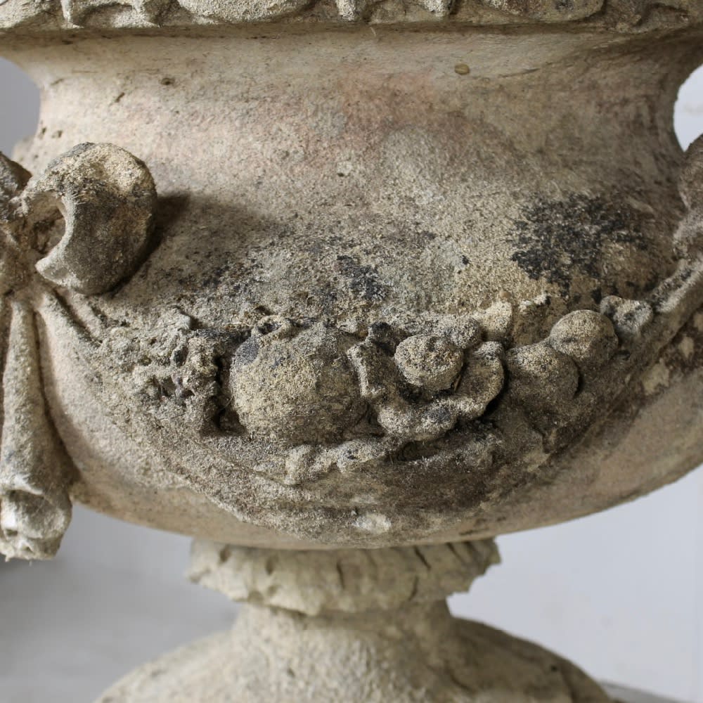 Pair Of 18th Century Carved Bath Stone Garden Urns ( sold )