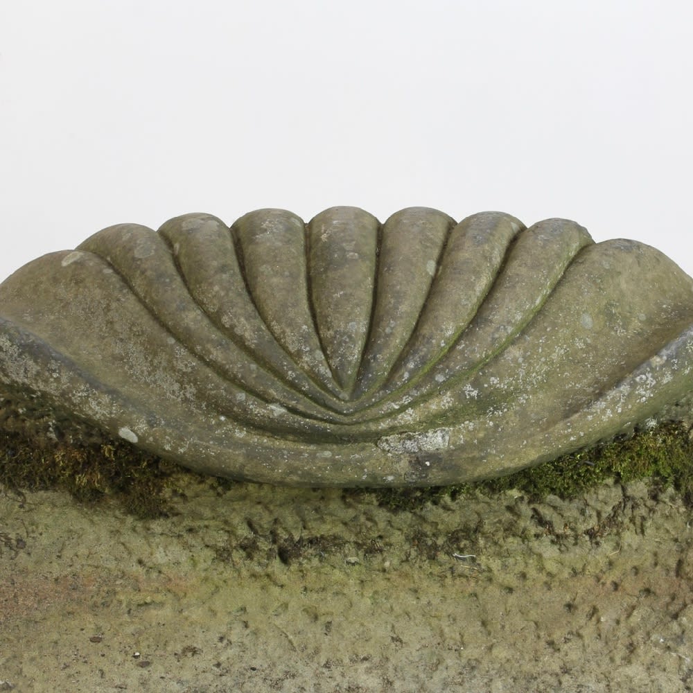 Large Early 19th Century Carved Stone Clam Shell Fountain Bowl ( sold )