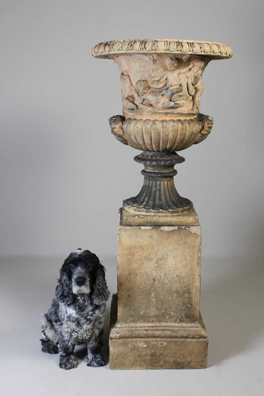 J M Blashfield Putti Campana Urn On Pedestal ( sold )