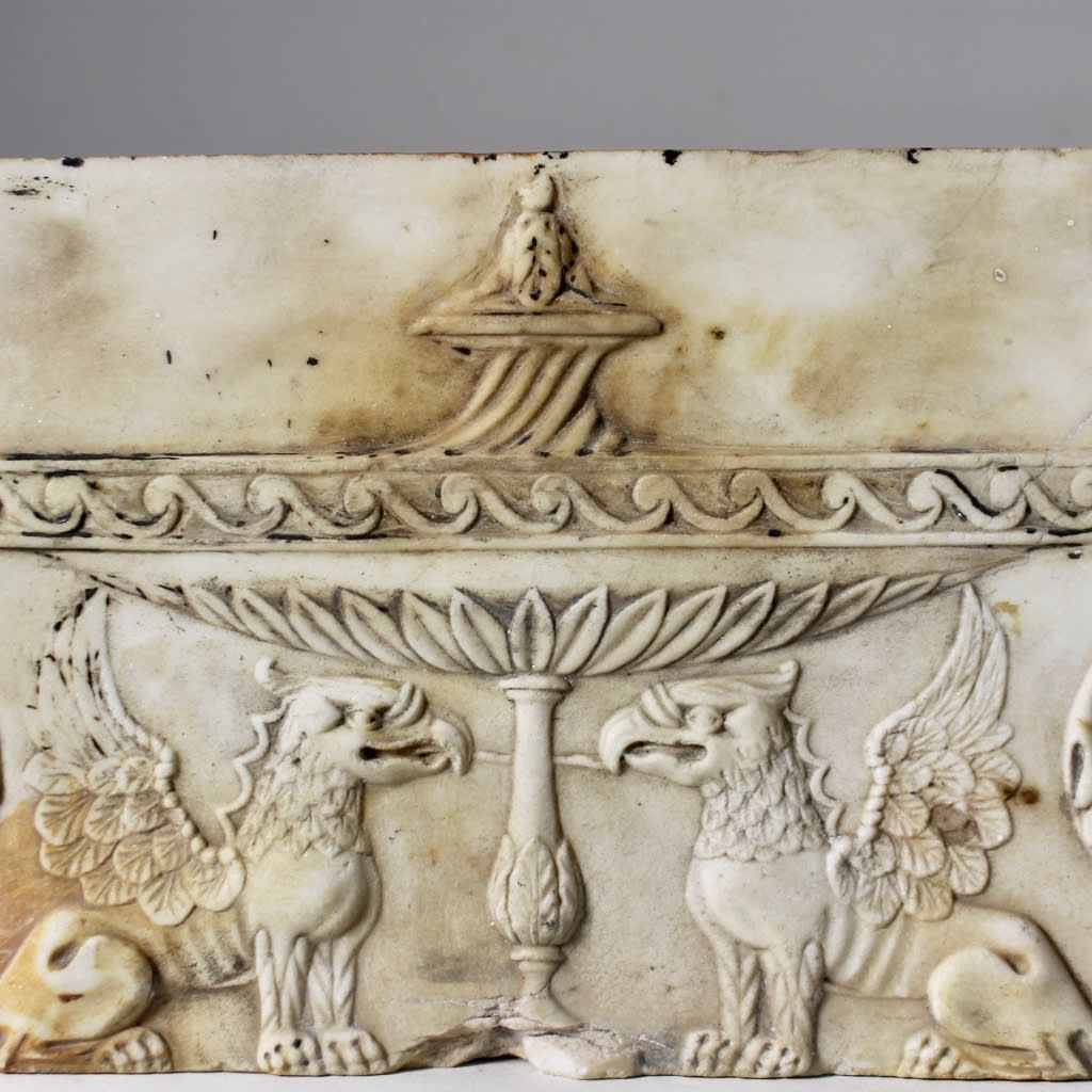 Regency Carved Marble Fireplace Tablet ( sold )