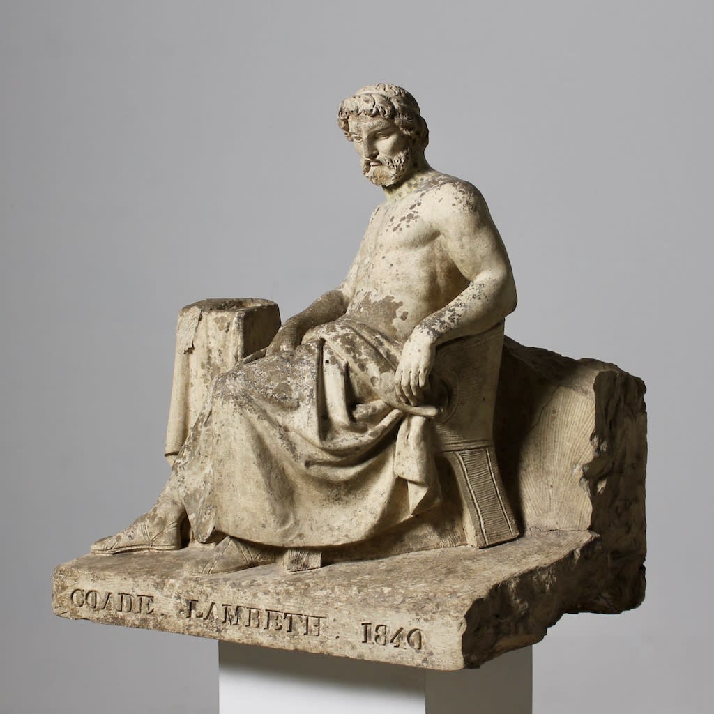 Coade Stone Fragment Of A Seated Roman Man
