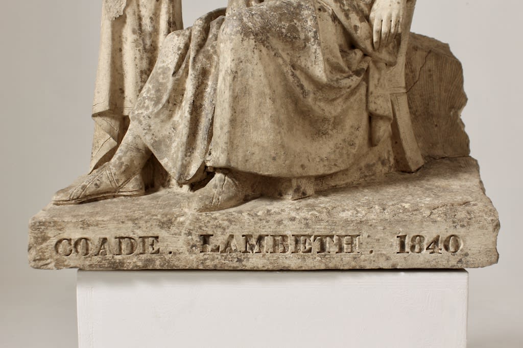 Coade Stone Fragment Of A Seated Roman Man