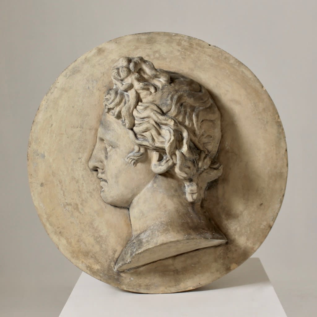 Pair Of Coade Stone Roundels Of Apollo And Diana ( sold )