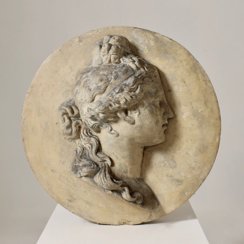 Pair Of Coade Stone Roundels Of Apollo And Diana ( sold )
