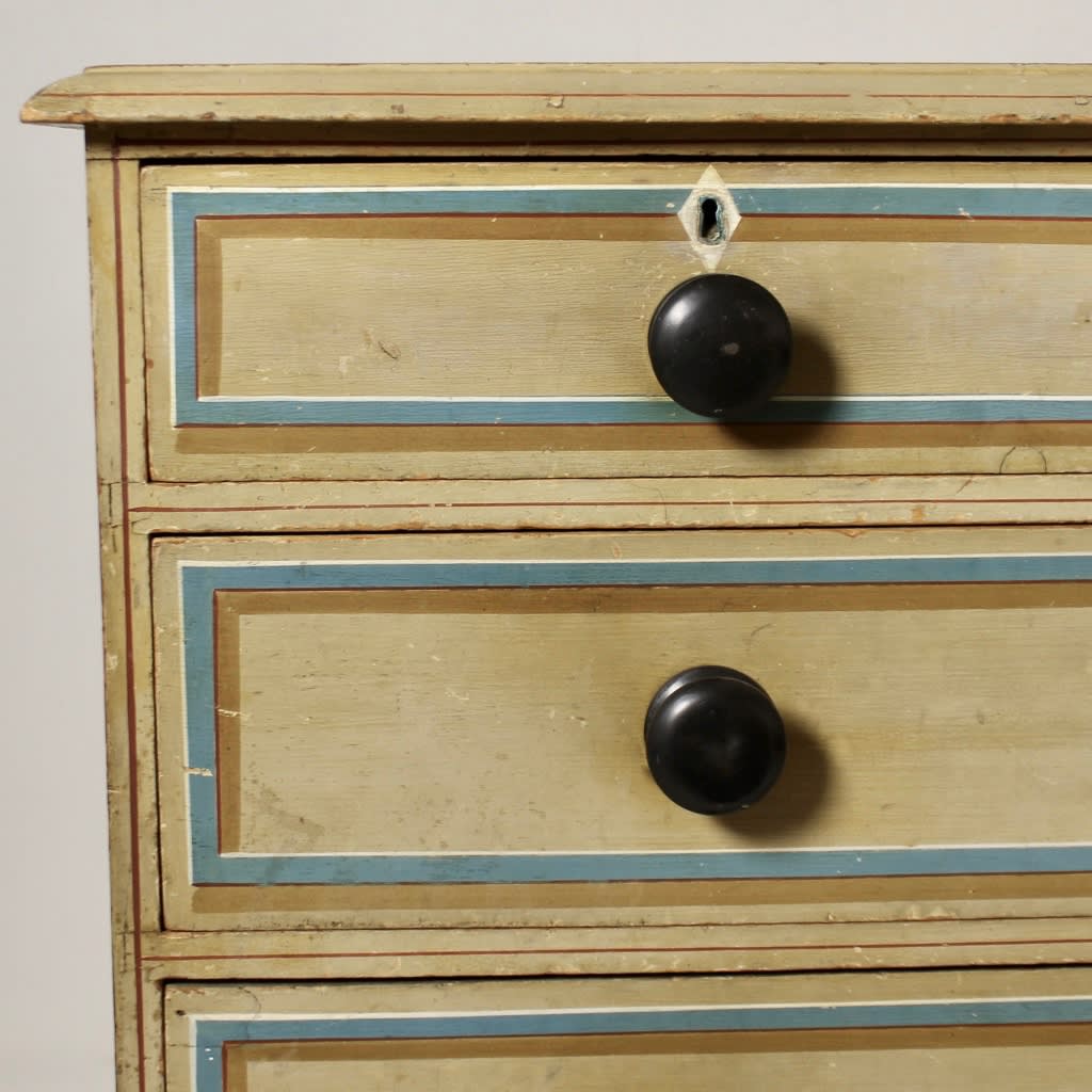 Early 19th Century Original Painted Pine Lincolnshire Chest Of Drawers ( sold )