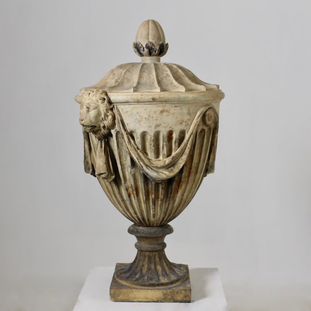 Coade Stone Lions Head And Drapery Finial ( sold )