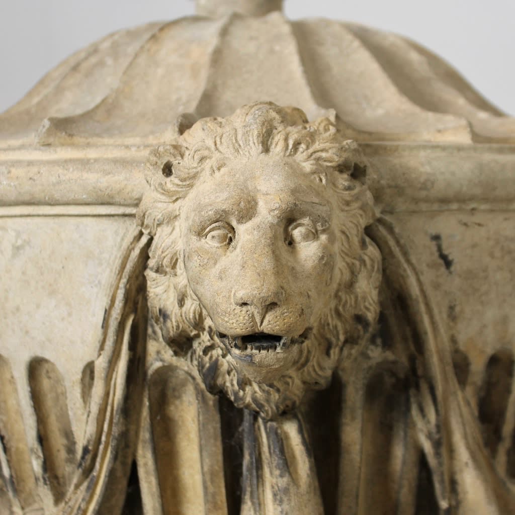 Coade Stone Lions Head And Drapery Finial ( sold )