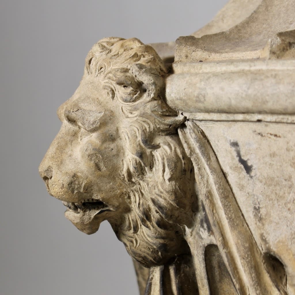 Coade Stone Lions Head And Drapery Finial ( sold )