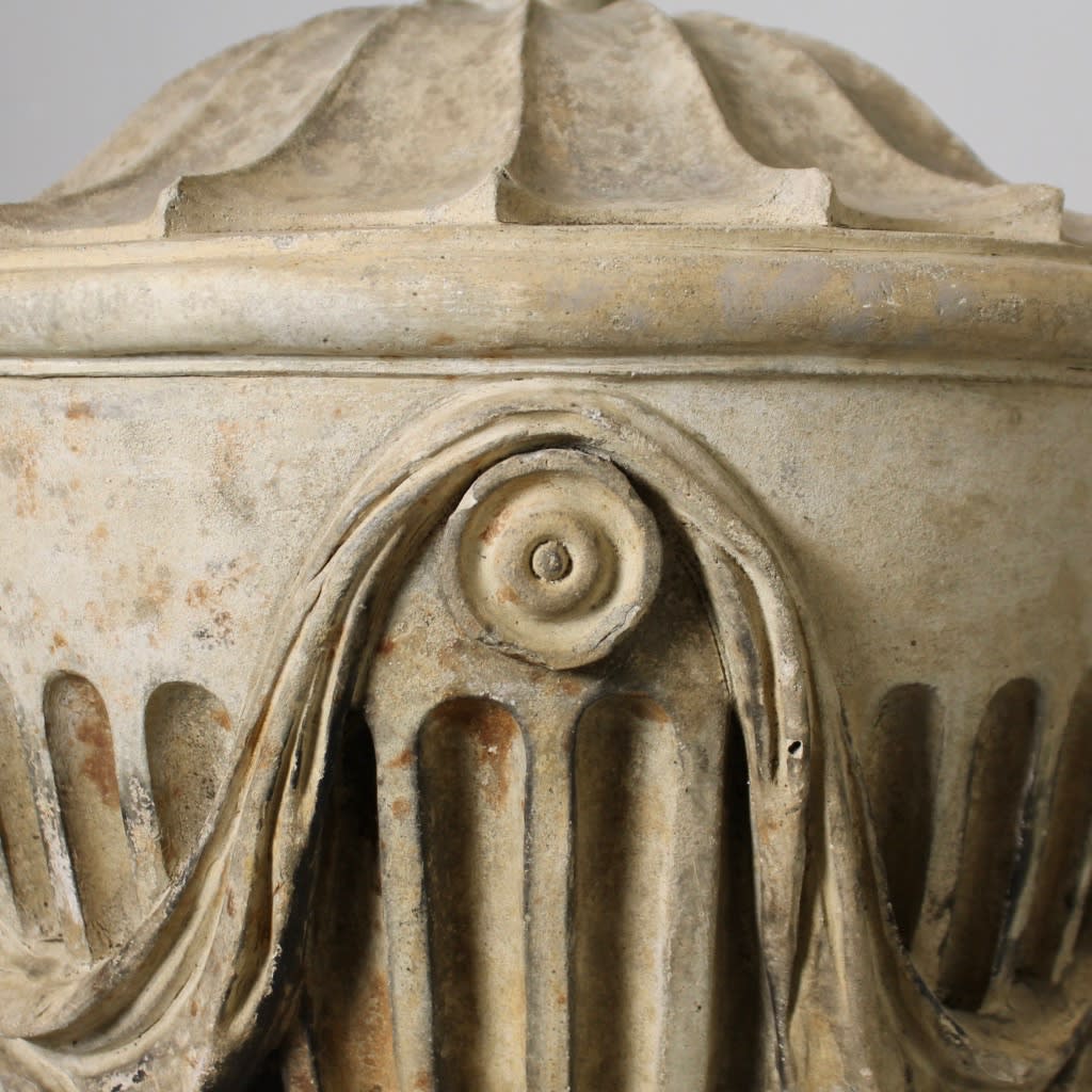 Coade Stone Lions Head And Drapery Finial ( sold )