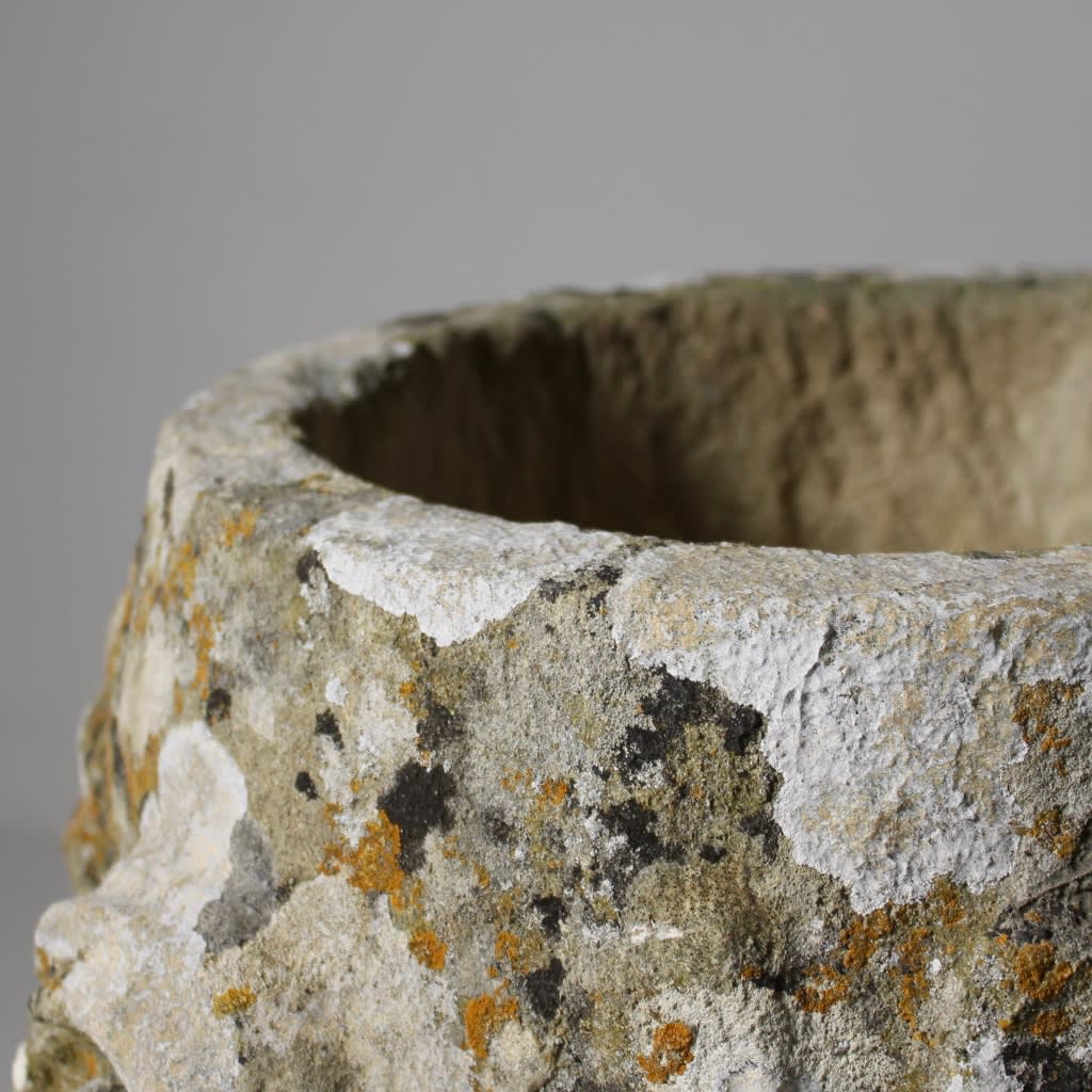 Pair Of 18th Century Carved Stone Garden Urn Planters ( sold )