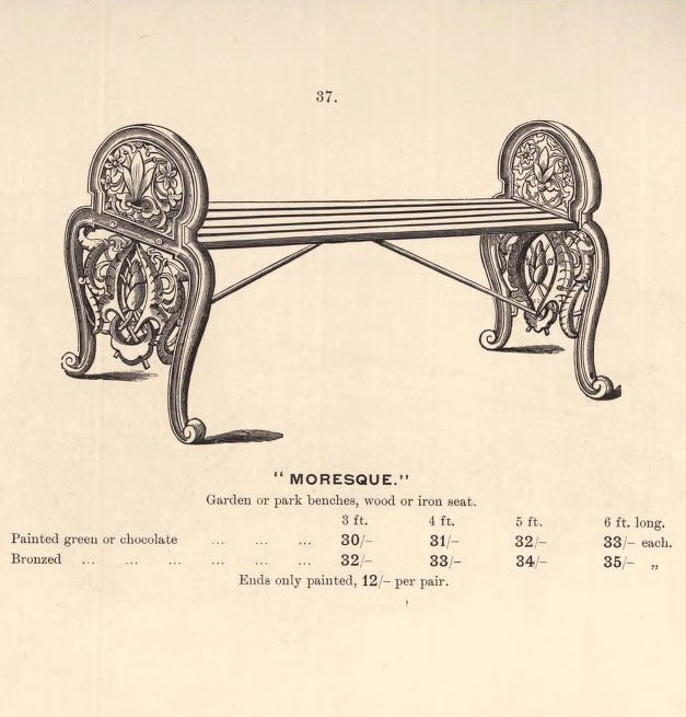 Pair Of Coalbrookdale 'Moresque' Pattern Seats