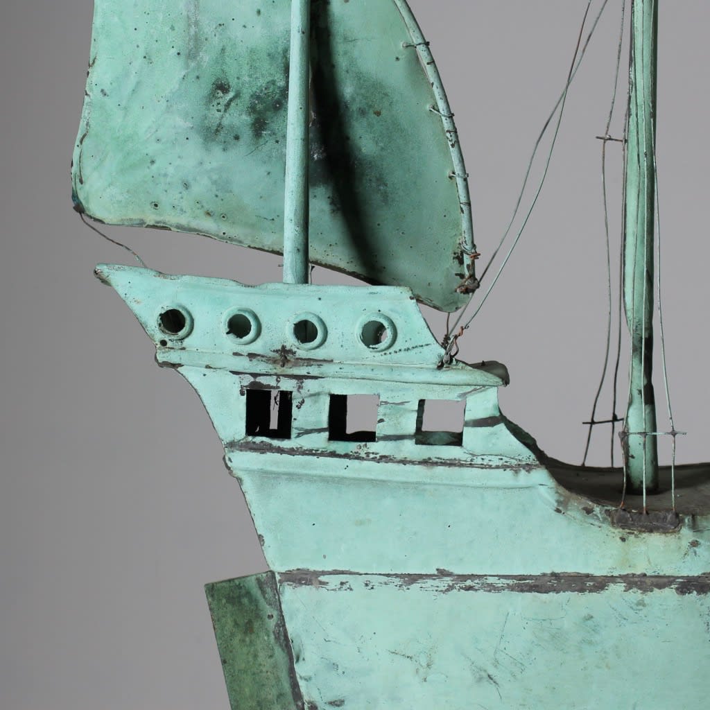 19th Century Full Bodied Copper Weathervane Of A Boat ( Sold )