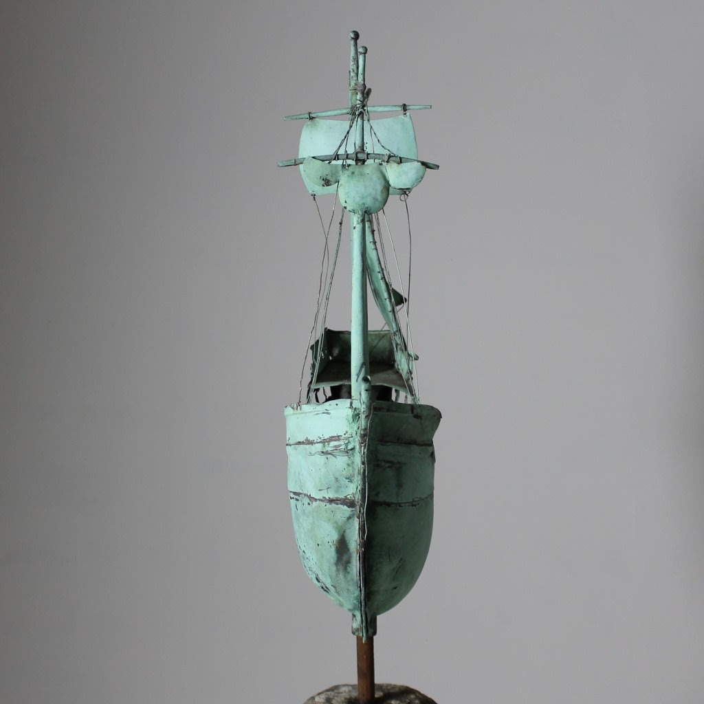 19th Century Full Bodied Copper Weathervane Of A Boat ( Sold )