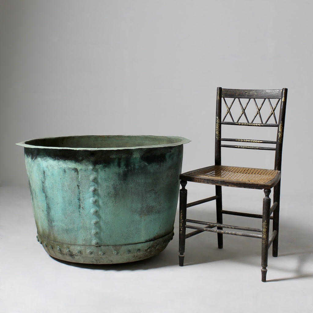 Very Large Verdigris Copper Planter / Log Bin ( sold )