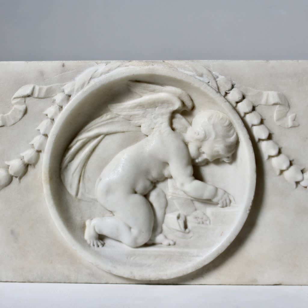 Fine Regency Carved Marble Fireplace Tablet