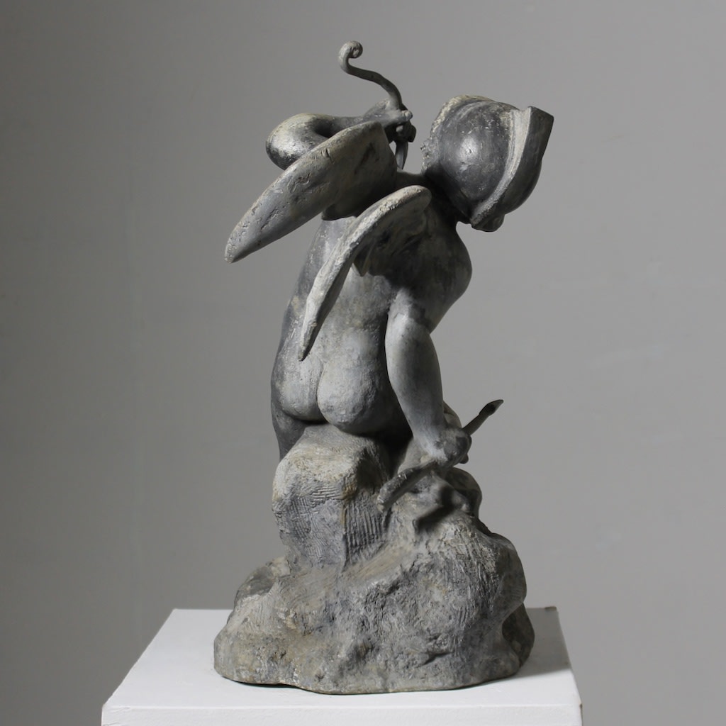 Early 20th Century Lead Figure Of Cupid By H Crowther Ltd ( sold )