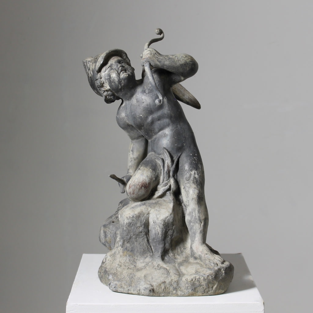 Early 20th Century Lead Figure Of Cupid By H Crowther Ltd ( sold )