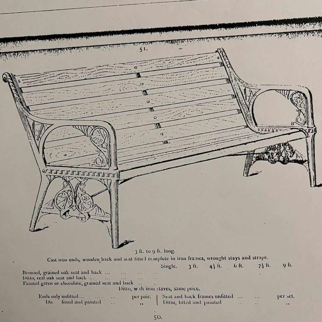 Coalbrookdale Christopher Dresser Designed 'Waterplant' Garden Bench ( sold )