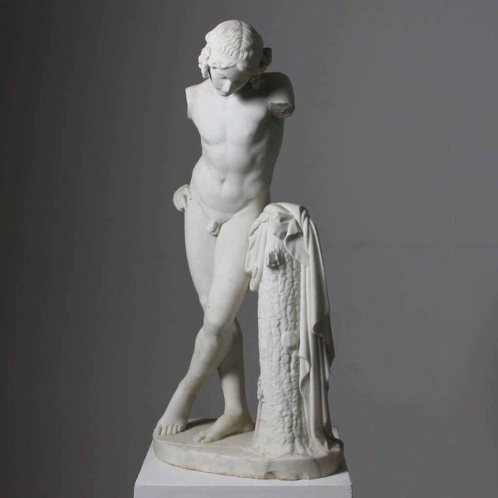 William Theed The Younger Carved Marble Figure Of Narcissus ( sold )