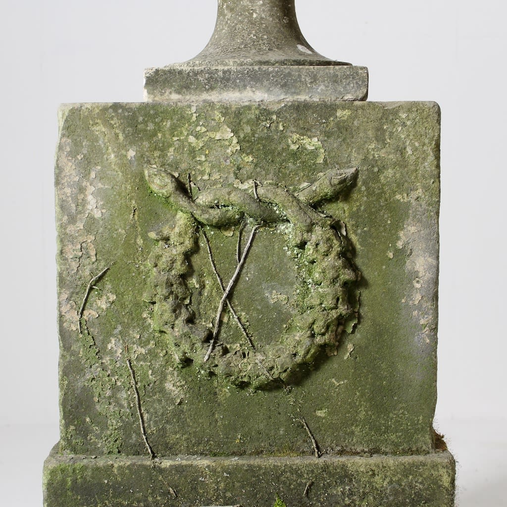 Large 19th Century Marble Centrepiece Garden Urn On Stone Pedestal ( sold )