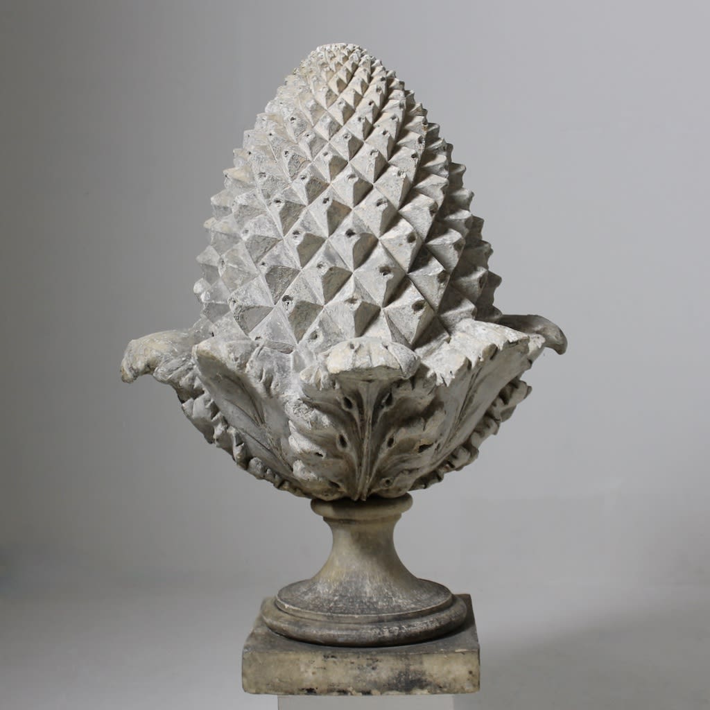 Pair Of Large Early 19th Century Terracotta Pineapple Finials ( sold )