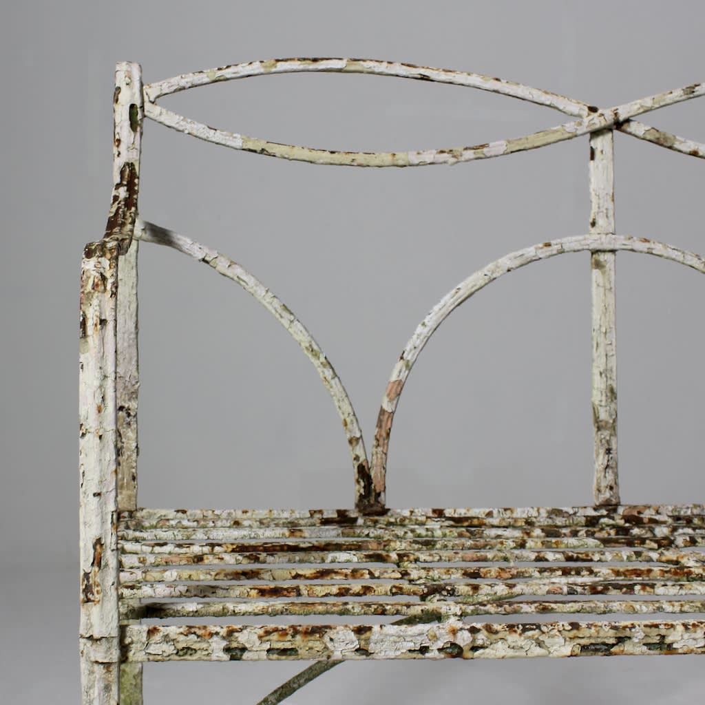 Regency Reeded Wrought Iron Garden Bench / Seat ( sold )