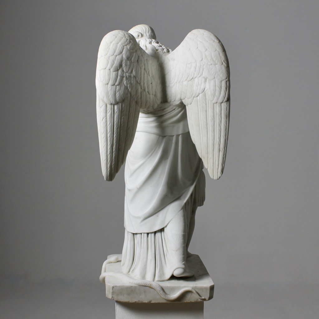 Marble Figure Of 'The Guardian Angel' From The Workshop Of Luigi Bienaimé