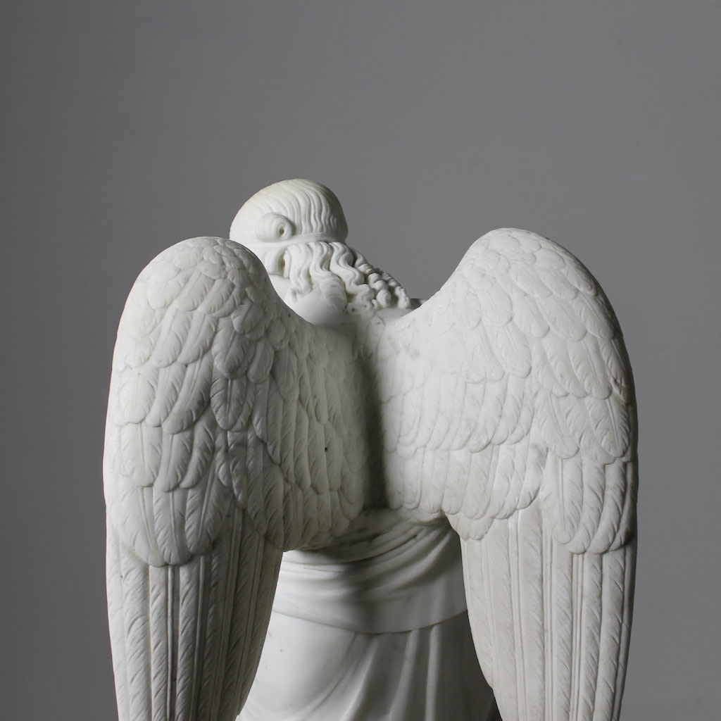 Marble Figure Of 'The Guardian Angel' From The Workshop Of Luigi Bienaimé