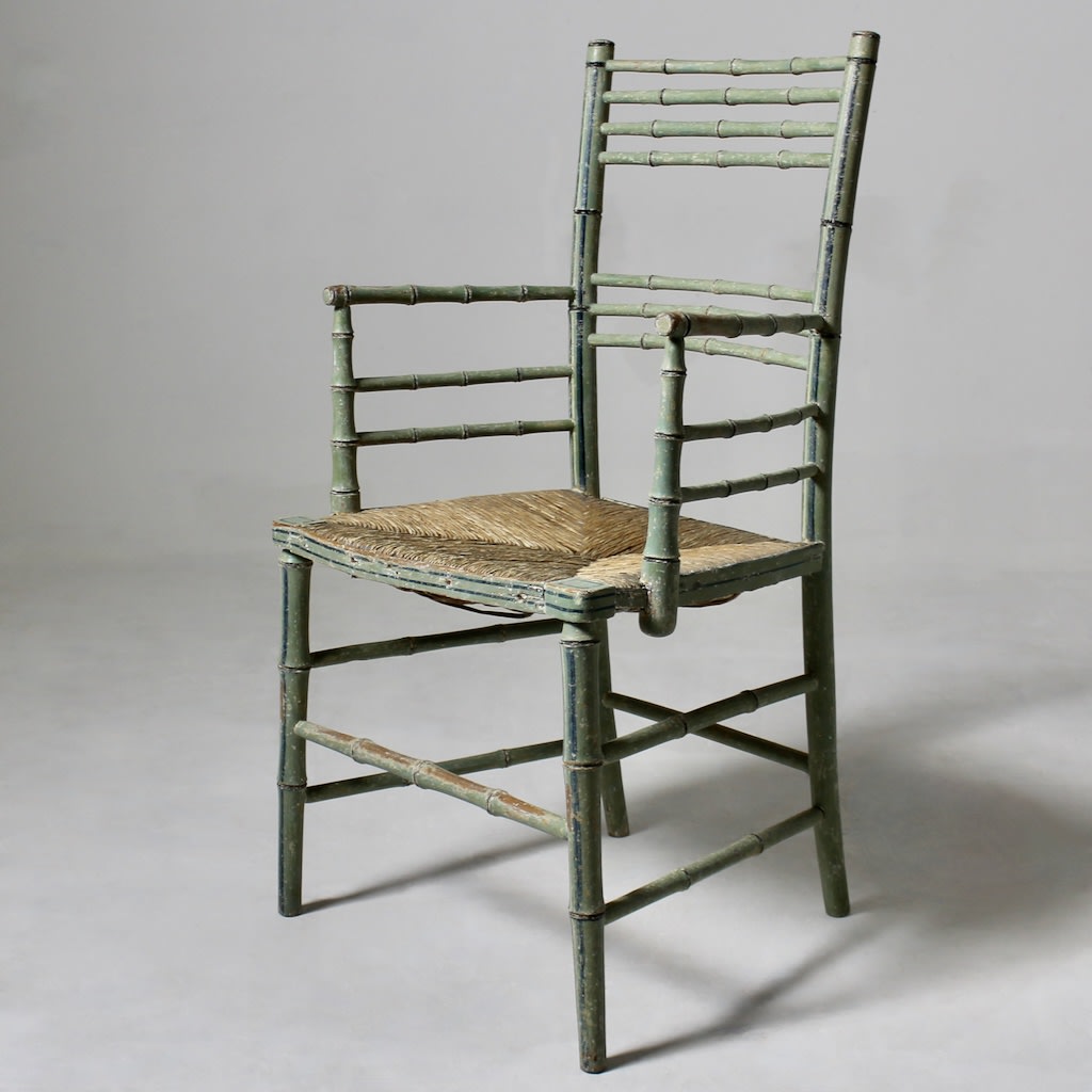 Regency Original Painted Faux Bamboo Armchair ( sold )
