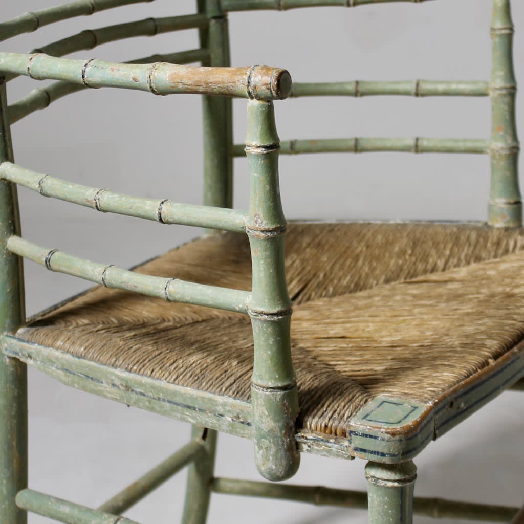 Regency Original Painted Faux Bamboo Armchair ( sold )