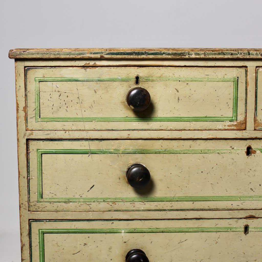 19th Century Original Painted Pine Chest Of Drawers (sold )