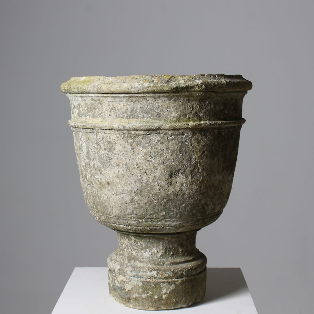 Pair of 18th Century Carved Stone Garden Urns ( sold )