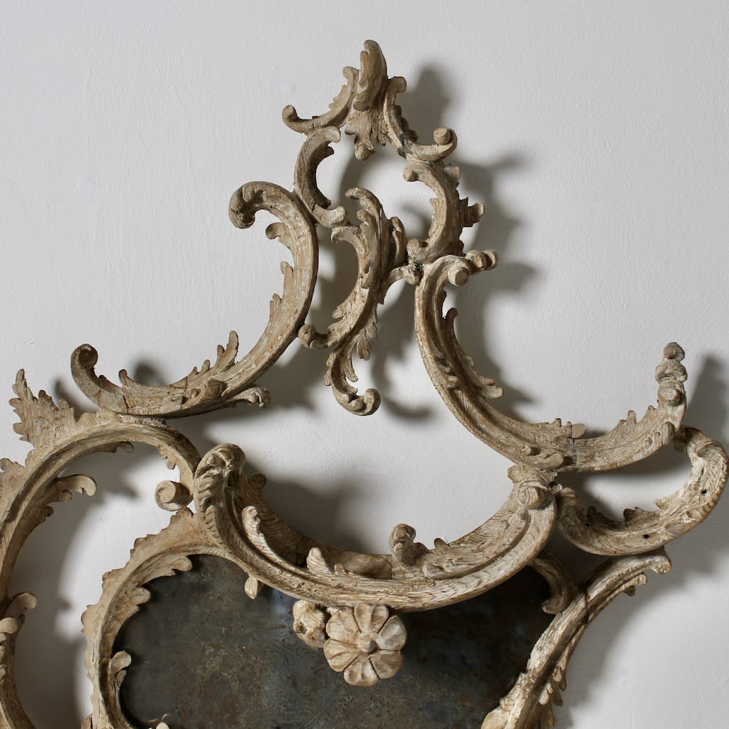 George III Carved Pine Rococo Mirror
