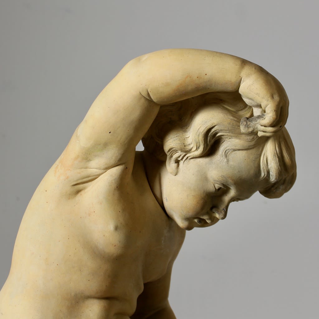 19th Century Doulton Terracotta Group Of A Boy Feeding A Dog