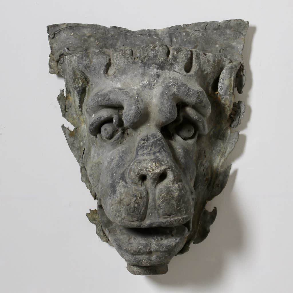 Pair Of Large Early 19th Century Lead Grotesque Hoppers ( sold )