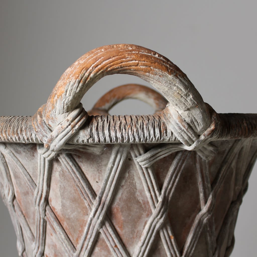 PAIR OF 19TH CENTURY JOHN MATHEWS ROYAL POTTERY TERRACOTTA GARDEN URNS ( sold )