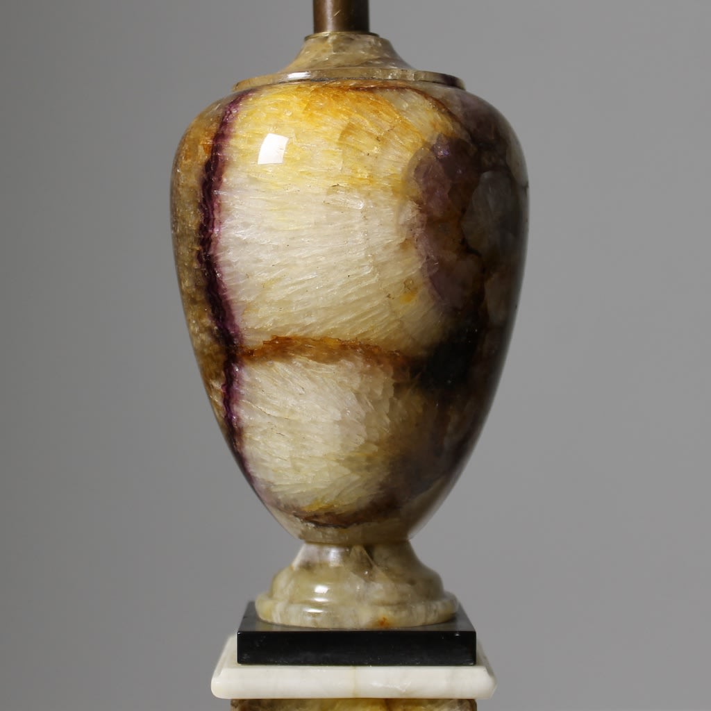 George III Blue John Urn On Pedestal Lamp ( sold )