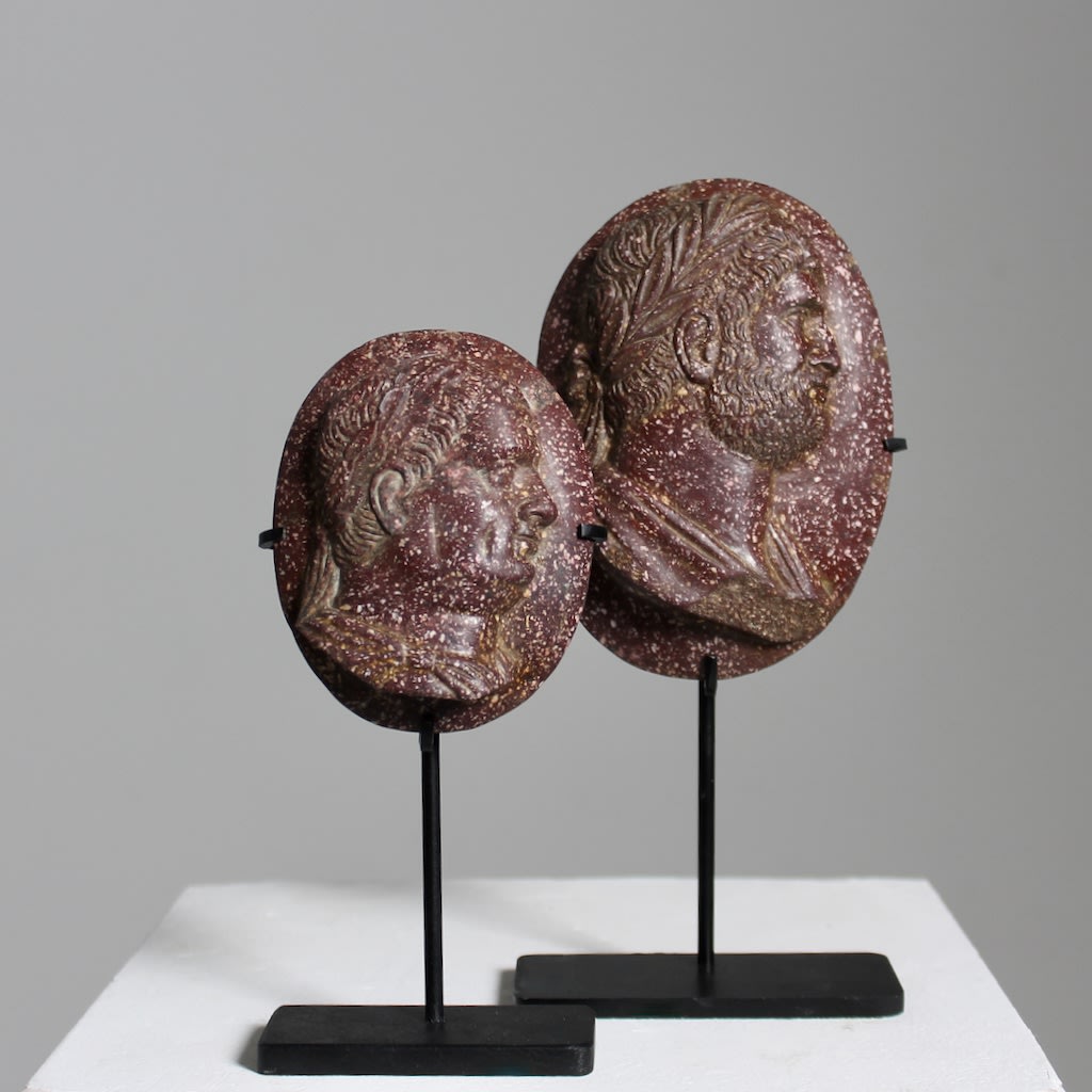 Grand Tour Porphyry Marble Medallion Of Emperor Hadrian ( sold )