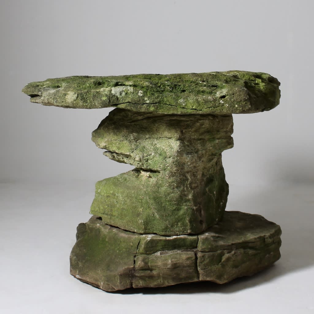 Victorian Large Scale Carved Stone Rustic Form Bird Bath / Fountain