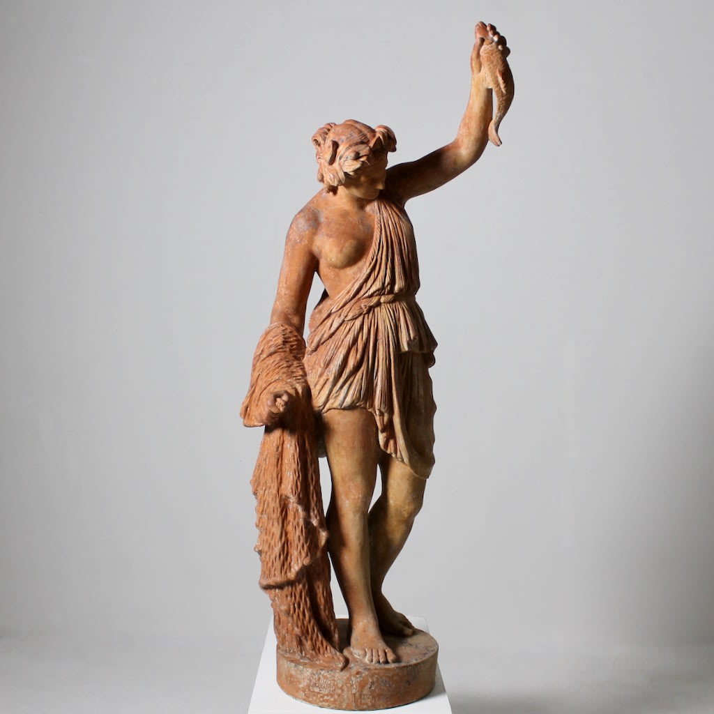 John Mathews Terracotta Figure On Pedestal Of The Huntress