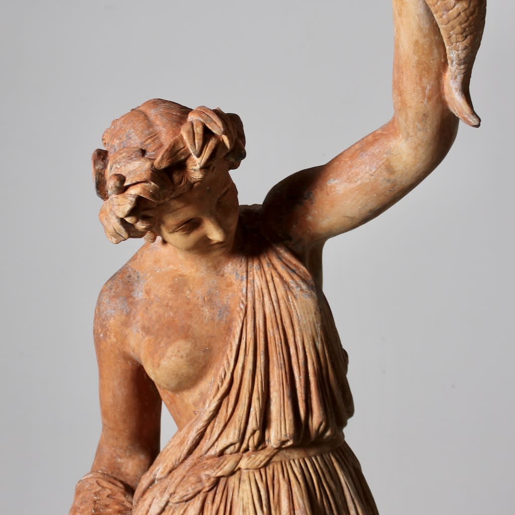 John Mathews Terracotta Figure On Pedestal Of The Huntress