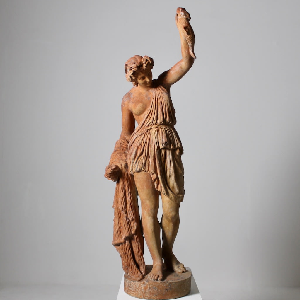 John Mathews Terracotta Figure On Pedestal Of The Huntress