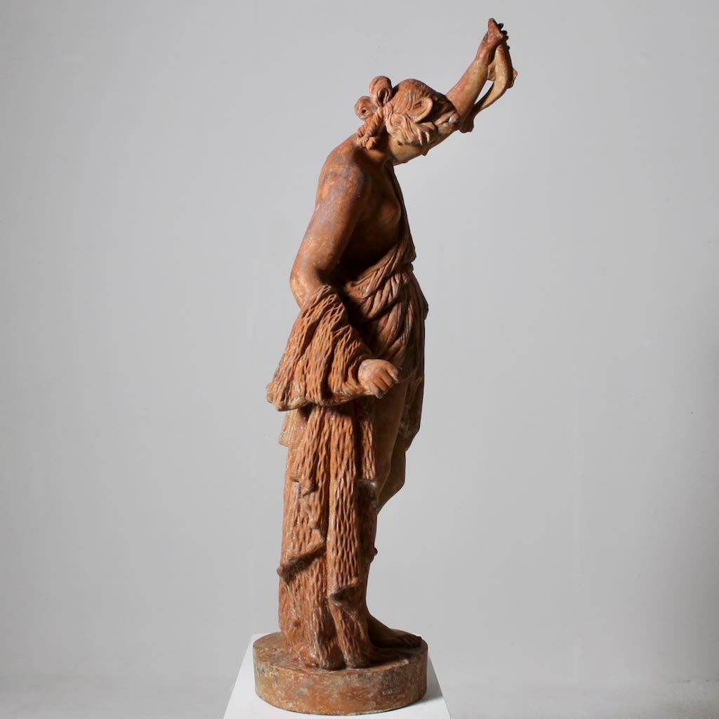 John Mathews Terracotta Figure On Pedestal Of The Huntress