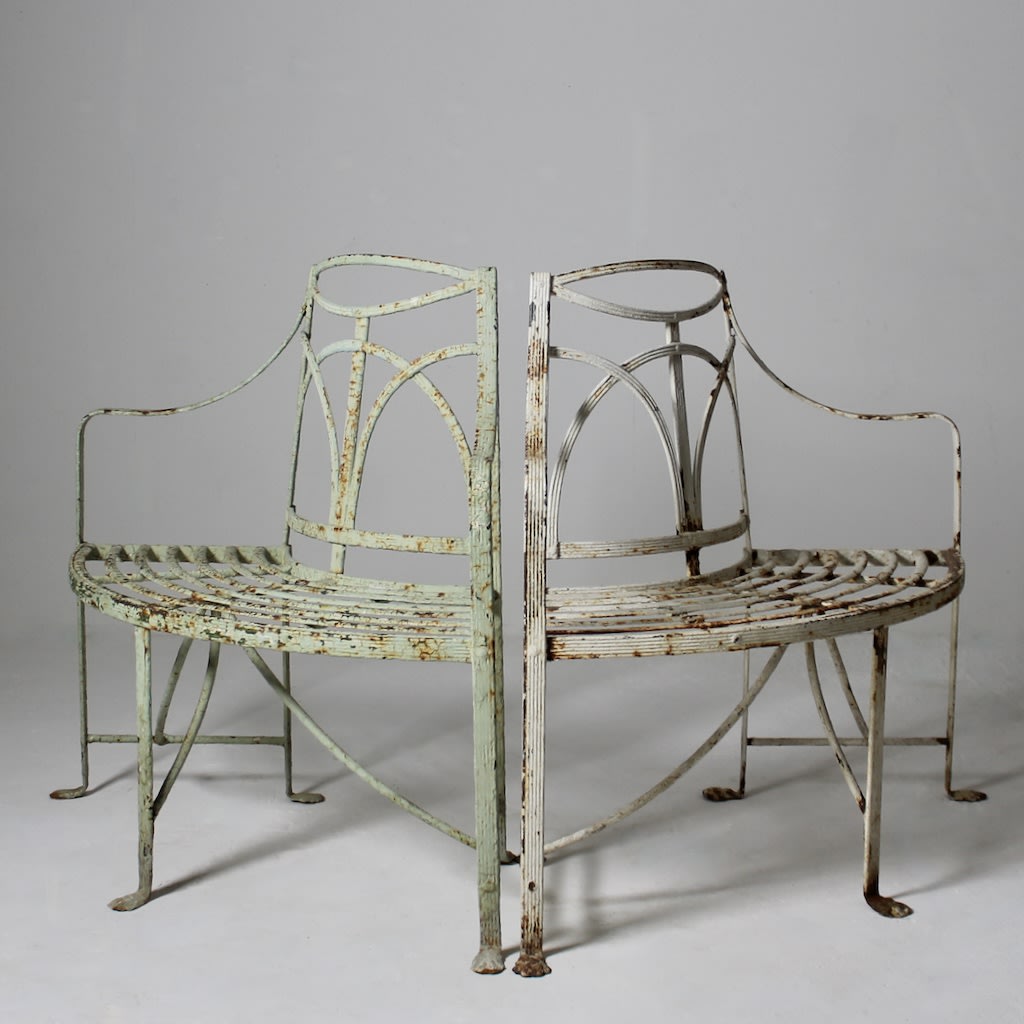 Pair Of Regency Corner Garden Bench / Seats ( sold )