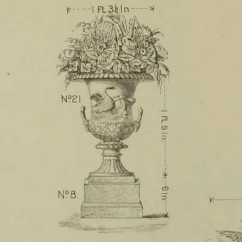 Pair Of 19th Century Andrew Handyside Cast Iron Swan Urns