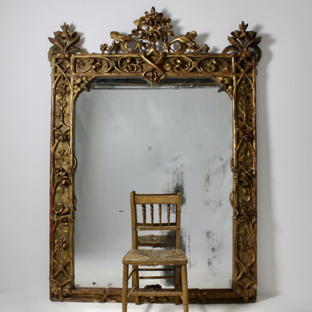 Very Large English Country House Faux Bamboo Mirror ( sold )