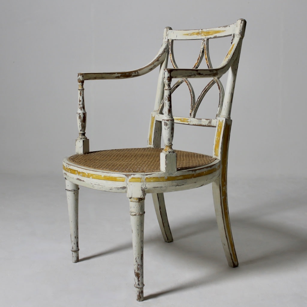 Pair Of George III Original Painted Armchairs ( sold )