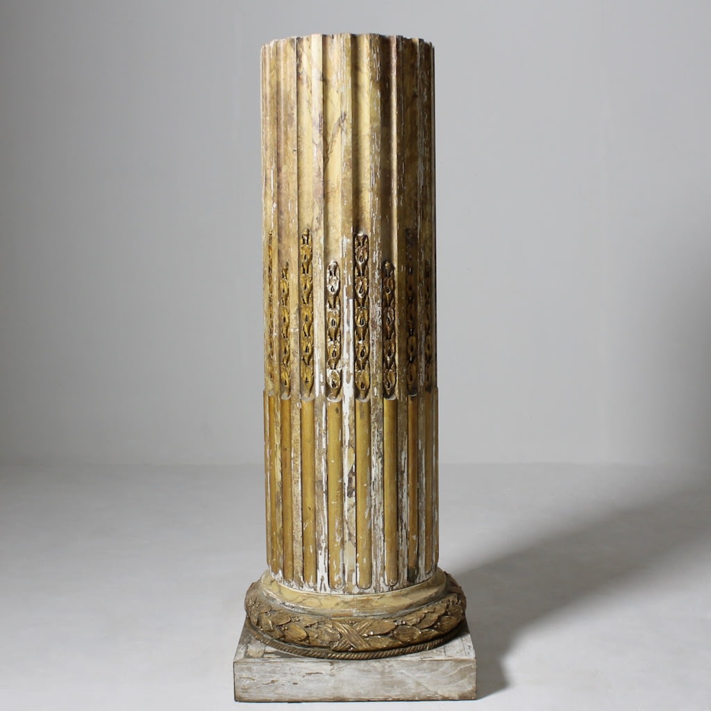 A Fine Neoclassical Faux Marble Painted And Gilded Pedestal ( sold )