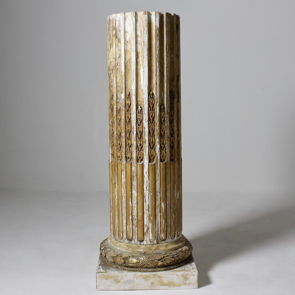 A Fine Neoclassical Faux Marble Painted And Gilded Pedestal ( sold )