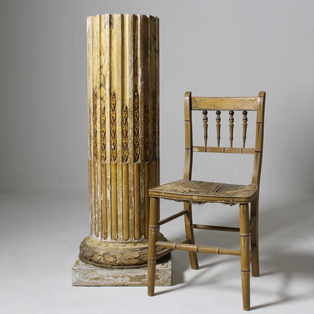 A Fine Neoclassical Faux Marble Painted And Gilded Pedestal ( sold )